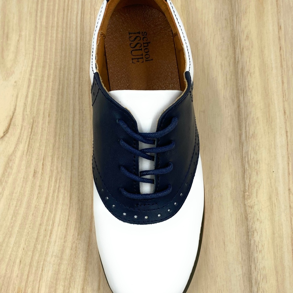 School Issue Women's Black White Oxford Saddle Shoe - Picture 6 of 7